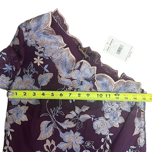 NWT $250 Free People Rosalie Embroidered MIni Dress Size 0 One Sleeve Wine - Picture 6 of 12